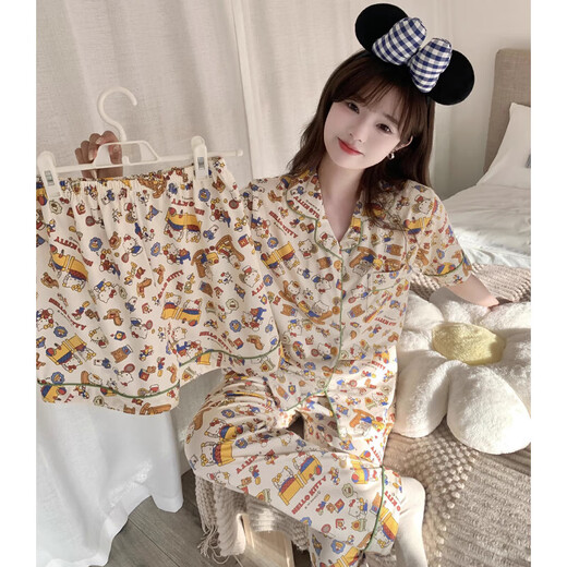 【爆款三件套】睡衣女秋ins风卡通睡衣宿舍可外穿家居服套装秋 套WZL1484【高质量三件套】 2XL 【建议135-145斤】