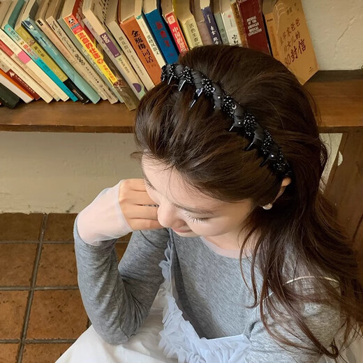 Schwarz High-End kleiner Duft Wind Wickeln Perlen Haarband Frauen Zahnkamm Welle hoher Schädel Top Artefakt Stirnband Haarzubehör Haarkarte Paris Prinzessin Haarband 1
