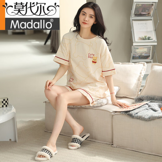 莫代尔2025年新款睡衣女夏纯棉短袖短裤春秋款夏天夏款可外穿家居服套装 ZH-9857#短裤 M (80-100斤)