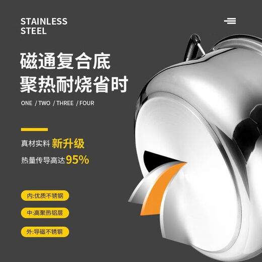 Taixige extra thick solid original steamer without odor and non-porous steaming rice cooker for home use with double bottom 2, 3 and 4 layers of stainless steel, thickened version 28cm 28cm, thickened three layers (1 pot + 2 solid grids)