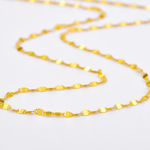 Safir 18K gold necklace yellow k gold versatile tile chain color gold necklace women's plain chain fixed price 40-43cm
