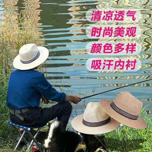 RICH YOUR HOME德国品质竹编帽子遮阳帽男款户外防晒草帽西部牛仔帽礼帽大沿帽 [奶白]防晒遮阳草帽