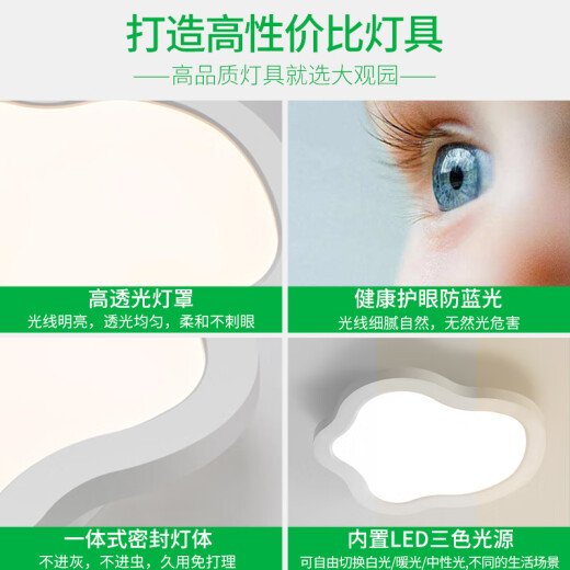 大观园（DGY）走廊灯过道吸顶灯云朵玄关入户门厅灯北欧阳台衣帽间吸顶灯具263 3893过道-胡桃木色21cm-三色变光