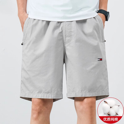 
TOMMY JEANS American Tommy new summer men's casual shorts cotton sports pants loose beach five-point pants trendy 9224 light gray + 9215 dark blue 2-plate L (recommended 120-130Jin [Jin equals 0.5 kg])