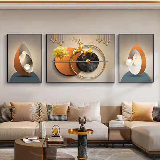 Daimeisi Living Room Decoration Painting Sofa Fandle Mur peinture suspendue 2025 Nouvelle peinture murale haut de gamme Luxury Luxury Fulu Peinture murale murale haut de gamme JD13350 à gauche et à gauche et à gauche et 70 * 90 Middle 120 * 90 TEXTURANT CHIEVAS PS Black Frame [Matt]