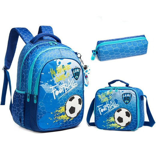 
Danfimy cute cartoon elementary school student schoolbag 17-inch backpack three-piece set burden reduction backpack men and women children meal bag 12804-3 football