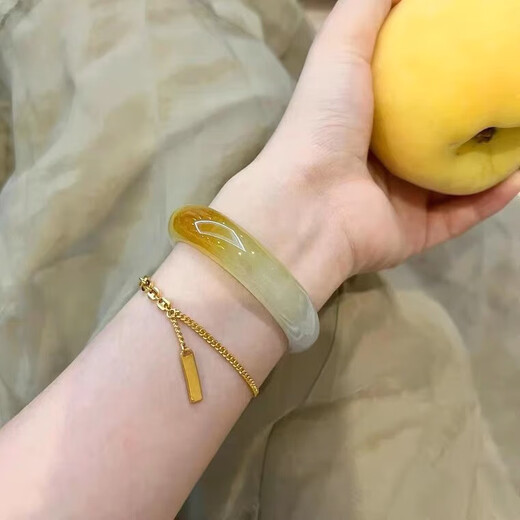 Jade Bracelet Yellow Jade Bracelet Jade Bracelet Ice Bracelet Peace Bracelet Laokeng Jade Chicken Oil Topaz Bracelet Authentic 56 Ring