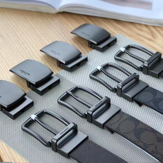 
Coach men's belt casual double-head print belt pin buckle version buckle carriage buckle width 3.8 gift box 120cm Chinese Valentine's Day classic print gun color carriage buckle + gun color c buckle