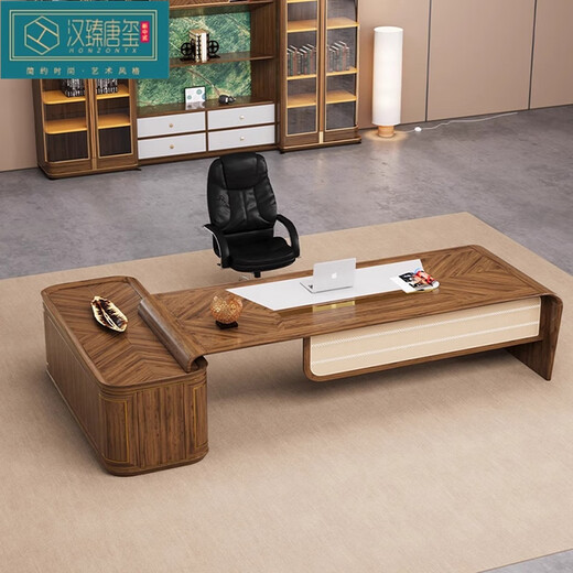 HONZONTX new Chinese style light luxury ash executive desk business office hotel B&B host boss desk filing cabinet furniture 2-meter desk