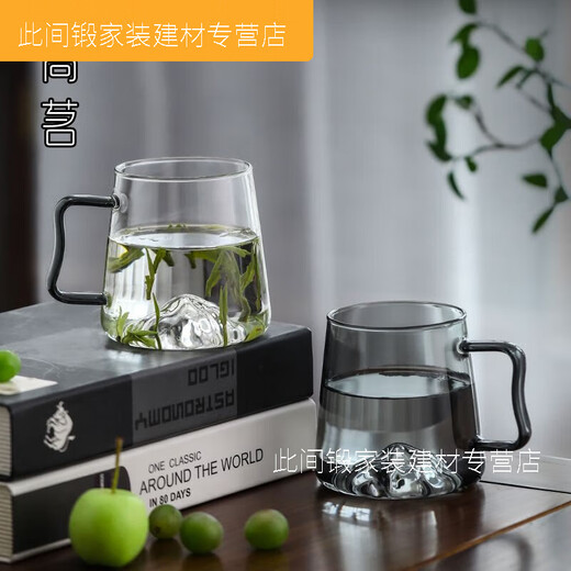 XMSJ优质日式玻璃杯家用大容量水杯耐温夏季加厚观山绿茶杯创意喝水杯 强化9195登山杯4只