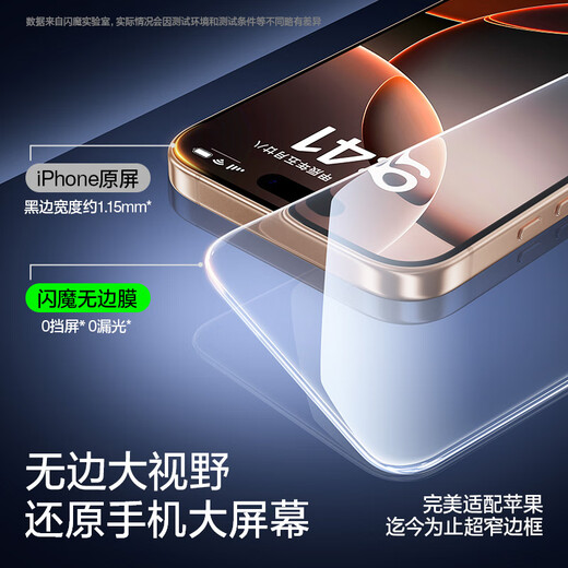 Flash Magic [Flash-Aufkleber Little Magic Box 丨 Keine schwarzen Kanten und kein Bildschirmblocking] für iPhone 16 Promax Tempered Film Apple 16 Pro Mobiltelefonfilm Anti-Fingerabdruck High Definition Anti-Fingerabdruck Anti-Fall-Film [2 Stücke] Ein Cover und ein Sekunde Aufkleber* Keine schwarzen Kanten und keine Bildschirmblockierung iPhone 16