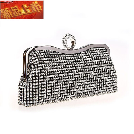 CAMPUSKITTENCK dinner clutch with diamonds, fashionable banquet bag with cheongsam bag, evening dress handbag, celebrity rhinestone hand, high gloss gold, with long chain + short chain