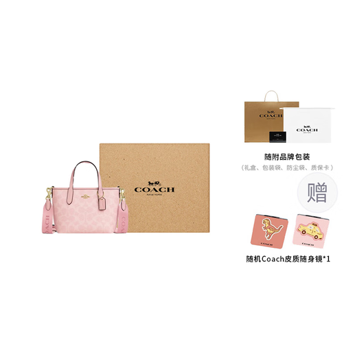 蔻驰（COACH）City15老花满印金色金属配饰PVC托特包Tote包购物袋单肩斜挎手提 基础装(包+防尘袋)