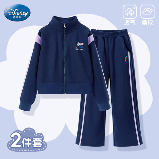 Disney Girls Suit Spring and Automne Fashionable Sportswear Suit Fashionable Girl Coat Pants Rabbit Officier de police Navy 160
