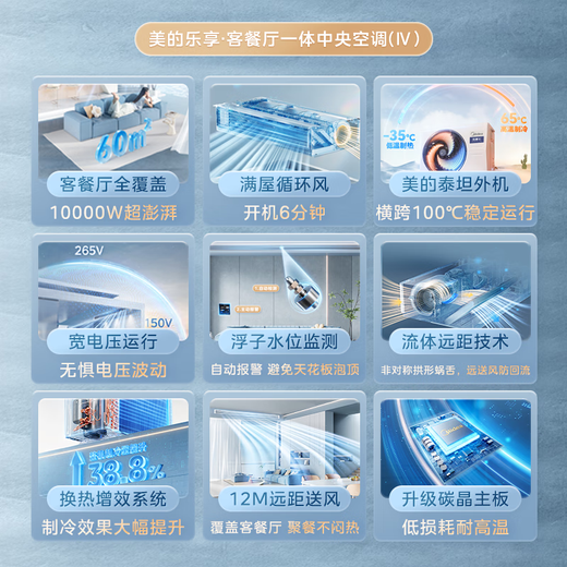 Midea's home central air conditioner is a cool, energy-saving air duct machine with a large size of 3 hp and 4 hp. Super first-class energy efficiency. Lexiang 4th generation pure copper tube air conditioner with national subsidies (supports Hongmeng Zhilian). Lexiang 4th generation 2 hp. First-class energy efficiency offline hot model (20-28)