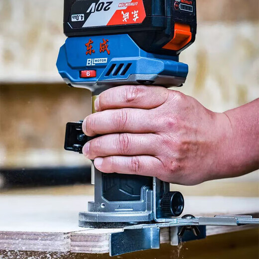 Деревообрабатывающий станок для обрезки кромок Dongcheng, литиевая батарея, бесщеточная зарядка, многофункциональный нож для долбежки, электрическая фреза по дереву, гравировальный станок для снятия фасок, DCMP6, 800 Вт, голый металл, без электричества и бесплатно