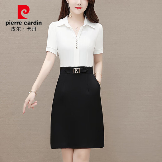 皮尔卡丹2025夏季新款洋气假两件连衣裙女小个子中年妈妈收腰显瘦包臀裙子 9855红色格子 XL 【建议101-110斤】