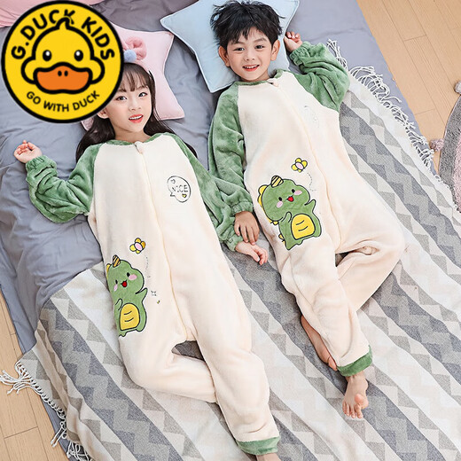 G.DUCKKIDS children's one-piece pajamas for boys in winter thickened flannel anti-kick sleeping bags dinosaur girls belly protection warm home clothes Mickey (plush hooded) #NL-184 One size fits all Size 10 Height 95-105CM 3-4 years old