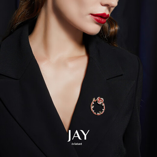 Yuansi Thorns Rose Brooch High-end Light Luxury Red Pin Shirt Collar Pin Corsage Accessories Birthday Gift Red