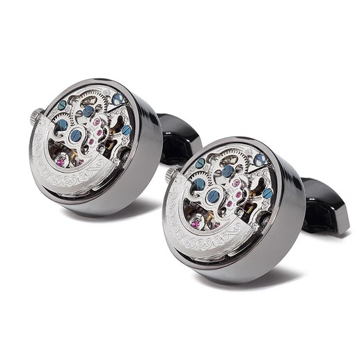 NOSSKISS international luxury brand rotatable mechanical gear cufflinks men's high-end movement cuff nails customized light luxury gift silver round movement cufflinks