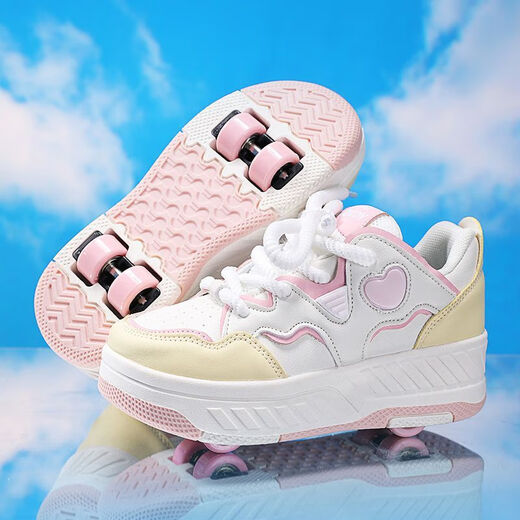 2025 Nouveaux chaussures de déchaînement pour enfants Chaussures garçons quatre roues baskets filles doubles roues patins peuvent marcher et détachable 9921 Black Four Roues Suivez le premier expédition 31 Code standard