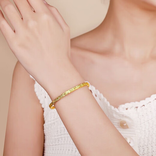 Half grain of gold crushed ice bracelet 999 solid gold fashionable imitation gold glossy Taniguchi bracelet for girlfriend crushed ice 54