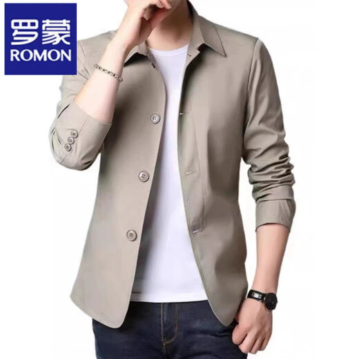 Romon (Romon) Frühlings- und Herbst-Herrengeschäft Casual Jacket Anzug mittlerer und junger Menschen mit Mitte der Farbe Dünne koreanische koreanische Windbreaker-Jacke hellgrau 1048 m [Vorgeschlagen 98-118jin [Jin gleich 0,5 kg]]