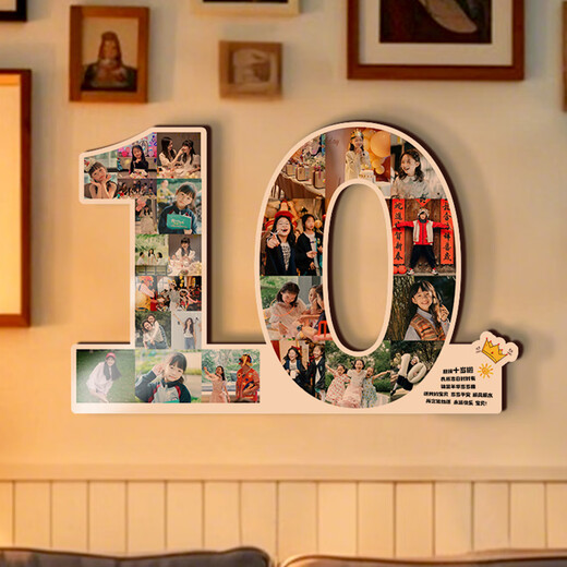 Erinnerungsfotorahmen zum 10. Geburtstag, Jubiläum, kreatives digitales Babyfoto, Geschenk zum 10. Geburtstag, individuelles DIY-Digitalfoto zum 37. Geburtstag, 22 Fotos (30 x 45 cm), Mehrzweck-Display und Aufhängung – einfach koreanisch