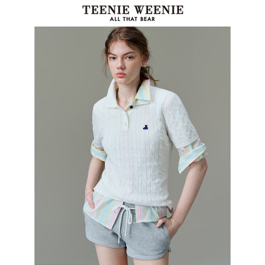 TEENIE WEENIETeenieWeenie小熊针织短袖女装春夏新款老钱风复古polo衫毛衣T恤 白色 165 160_S
