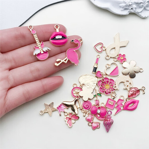 
1 rose red oil drop pendant alloy earring jewelry DIY handmade homemade accessories material and various styles 1 lipstick 4x19mm-016g-11976 rose red oil drop + zinc alloy