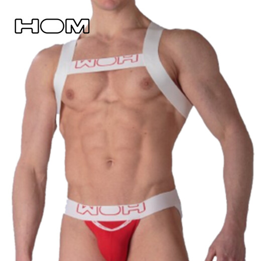 HOM men's party fun restraint belt classic personality elastic texture eye-catching adjustable belt thong underwear accessories black M