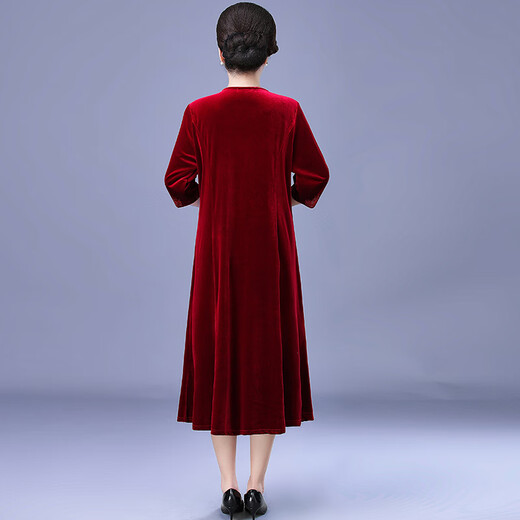 Saimandie fat mother-in-law plus fat plus size wedding banquet dress female noble dress wide wife extra large size foreign style mother belly cover burgundy 9XL 191-205Jin Jin is equal to 0.5 kg