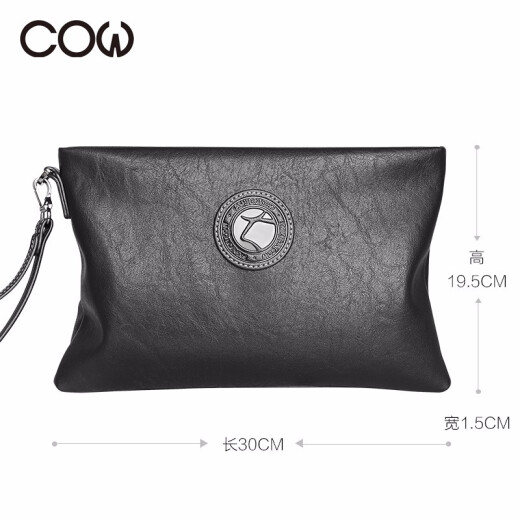 French COW men's handbag business wallet men's card bag texture envelope bag clutch bag large capacity clutch bag C-9808 black