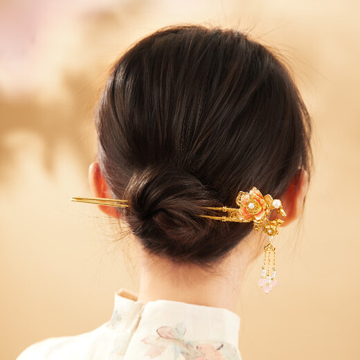 Museum Cultural Creation Peony Flower God Hairpin New Chinese Style Hairpin Ancient Style Hairpin Wedding Hair Accessory Girl Birthday Gift Thanksgiving National Color Peony Gorgeous