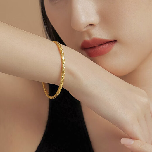 Chuhuang 9999 pure gold-plated silver ring bracelet gold store same style solid 24k gold non-fading gift for girlfriend on Valentine's Day 4mm wide - 62 ring opening 135-160 Jin Jin equals 0.5 kg, high quality