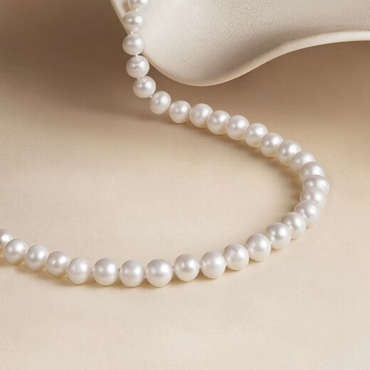 Saturday Fu Silver Buckle Pearl Necklace Mom Birthday Gift X0511906 Near Round Strong Light 8.5-9.5mm 45cm