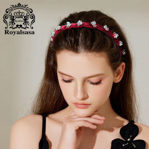 Royal sasa royal salsa velvet wavy hair hoop imitation crystal light luxury high skull head hoop high-end temperament face small hairpin