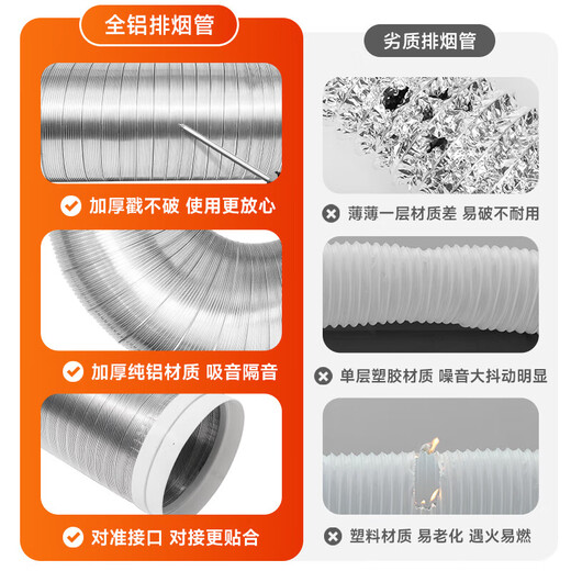 Beishi range hood exhaust pipe range hood pipe pure aluminum foil smoke pipe durable retractable bending diameter 180MM 1.5 meters long