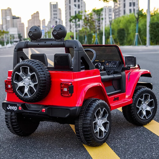Dake JEEP Jeep authorized children's electric car baby four-wheel four-wheel drive off-road toy children can sit on the remote control car top with white + four-wheel drive