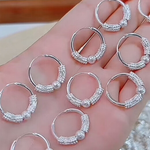 KZD Old Phoenix all-silver full-body pure silver 9999 earrings sterling silver earrings women's transfer bead earrings temperament earrings earrings small beads stick full-body pure silver earrings 5.355g fine solid + free certificate Lao Feng