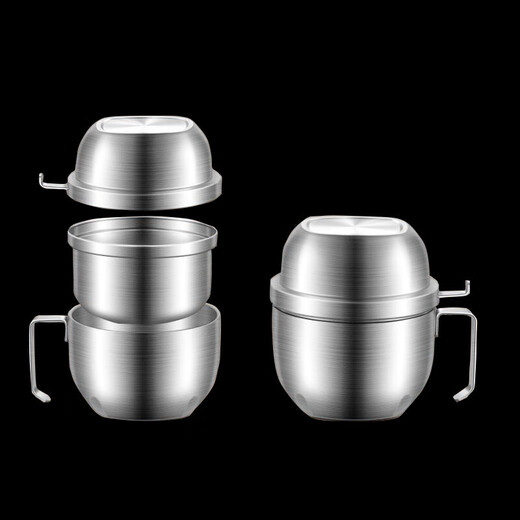 Zwilling (Henckel) Germany 304 stainless steel fast food cup with lid food grade rice jar lunch box special dining bowl for primary school students and office workers 304 steel fast food cup + high lid + grid bowl