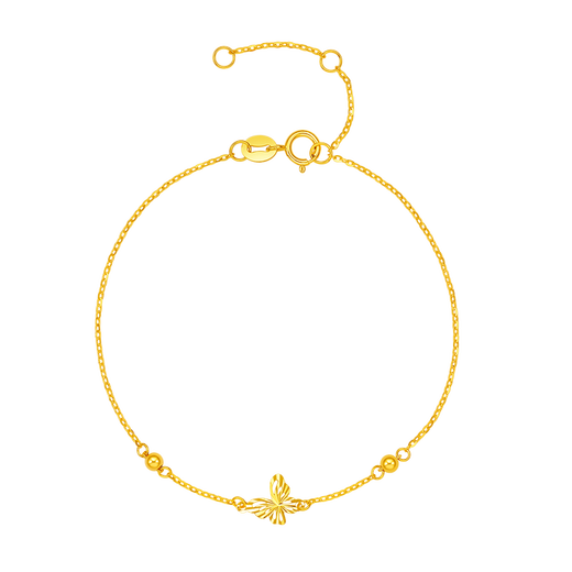 Saturday Fortune Yellow 18K Gold Bracelet Women's Colorful Butterfly Bracelet Birthday Gift for Girlfriend C0716155 16+3cm