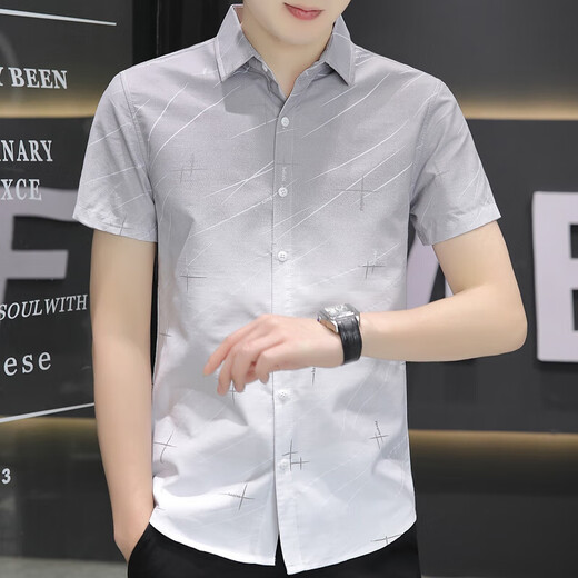 Pang Donglai DL Summer Nuevo camisa de manga corta Masculina Camisa casual de negocios Juvenil Top HT844 Green M 90-105Jin [Jin equivale a 0.5 kg]