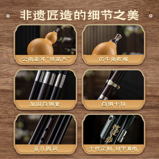 Golden Peacock Ebony Hound Silk C-Tune Élève d'écoles primaires spéciaux Adultes Adultes B-Tune Professional Playing Store Store Instruments de musique [Glossy Hound Ebony Tube] F-Tune + Giveaway