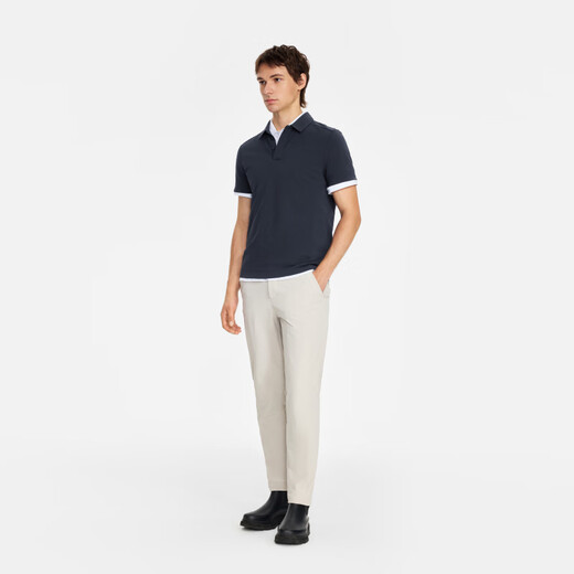 AIGLE [nuevo producto de primavera y verano] Aigao Poloo Camisa DFT DFT Sucececimiento rápido UPF40+Protección solar y hombres fríos de manga corta Empire Blue oscuro Bi795 XL (185/100a)