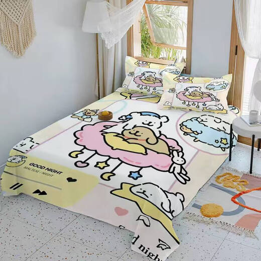 
Yusenyi cartoon cute line puppy children's room hair haired sheets bedroom double bed home student dormitory single sheet black bd2694v sheet style (quilt cover 200*230cm)
