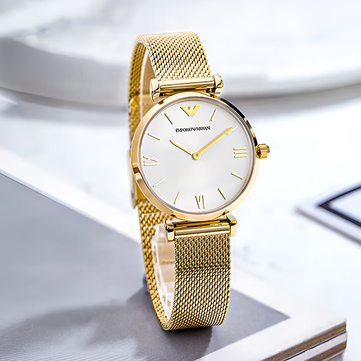 EMPORIO ARMANI Armani watch for women, small gold watch, simple steel strap, European and American watch, birthday gift for girlfriend AR1957