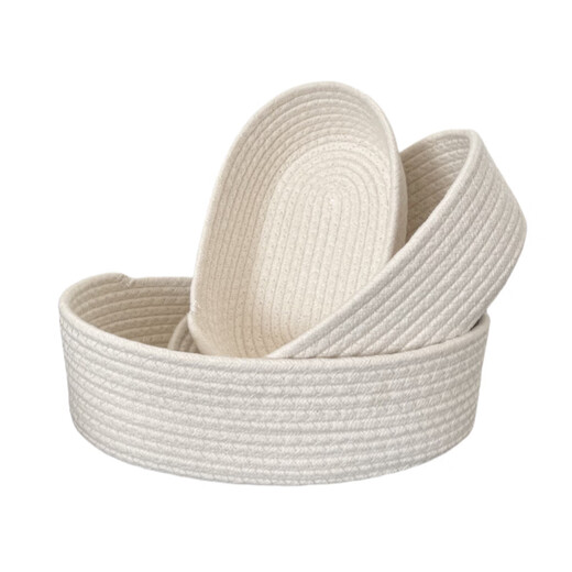 Finger willow storage box desktop miscellaneous storage basket cosmetics snack entrance hand-woven cotton storage basket boat-shaped basket gray small size 22*12*7cm