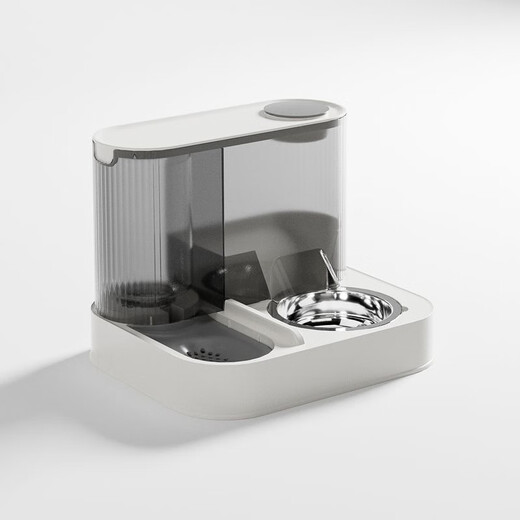 Hartley Silent Circulating Living Water Drinking Machine for Dogs and Cats, Automatic Feeding Basin with Wet and Dry Separation, Large-Capacity Integrated Double Bowl, Automatic Feeding + Automatic Water Feeding (Minimalist Gray)