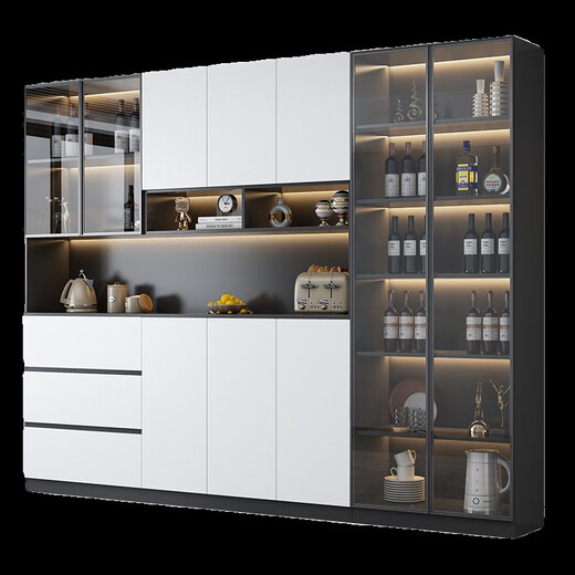 Yusenyi Sideboard mit Wand integrierter Wohnzimmer Weinschrank Lagerschrank moderne einfache Esszimmer Küche Lagerschrank Teeschrank Style 12240*40*220 Oberpackung Installation im Obergeschoss